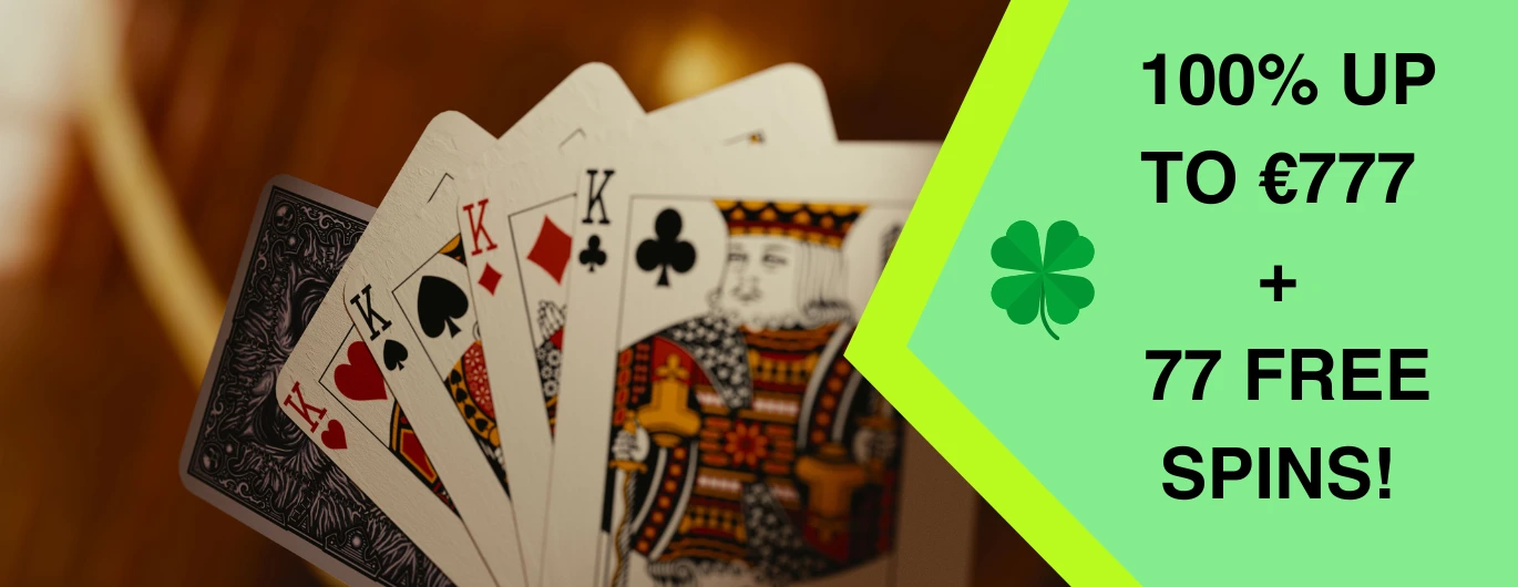  Playing cards and bonus offer with free spins. 